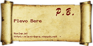 Plevo Bere névjegykártya